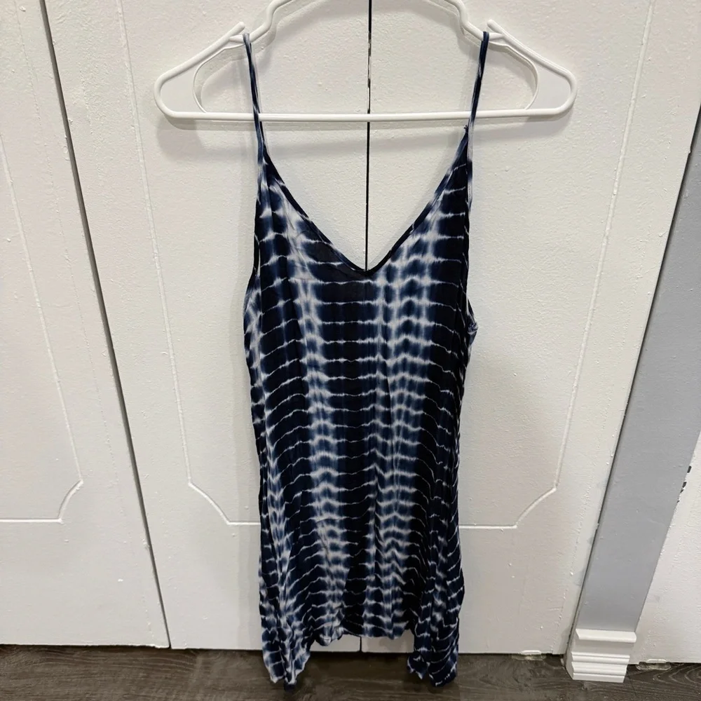 SHEIN Blue Tie Dye Mini Loose Fitting Dress